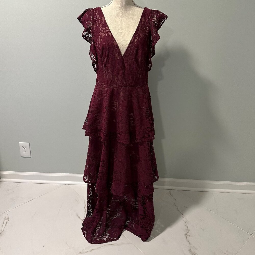 Soieblu Burgundy Lace Maxi Dress